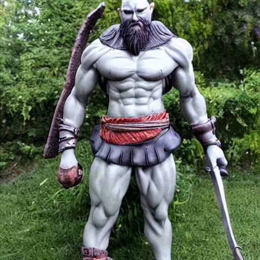 Image similar to Cute sculpture of full body Kratos,