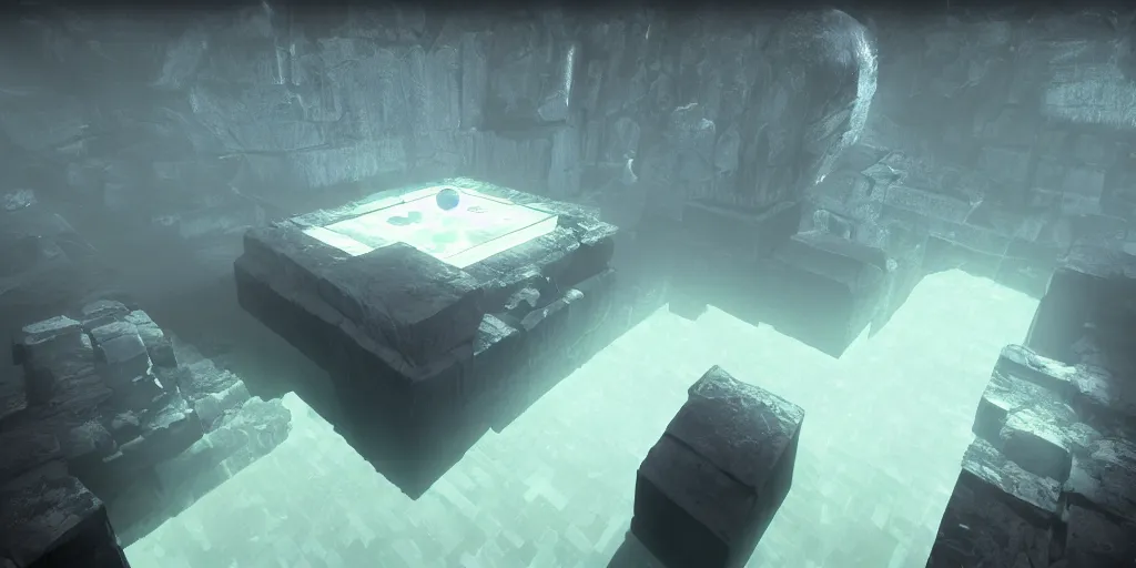 Image similar to floating water temple inside a void, kelly freas, unreal engine, high contrast