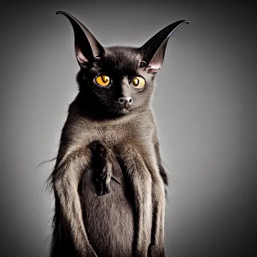 Image similar to a bat - cat - hybrid, animal photography