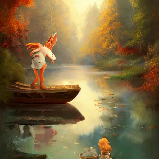 Prompt: brother grimms fairytale lakehouse rabbit digital art, irina french, heraldo ortega, mandy jurgens trending on artsation golden ratio 8 k 1 5 0 mpx