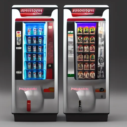 Image similar to berlusconi shaped vending machine, 3 d octane render, unreal engine 5, 8 k, trending on artstation