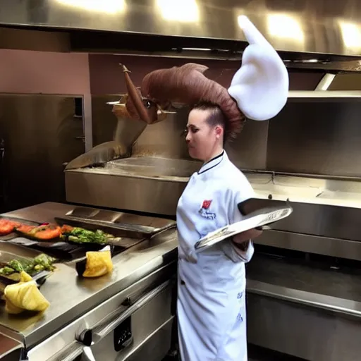 Prompt: A unicorn working as a chef