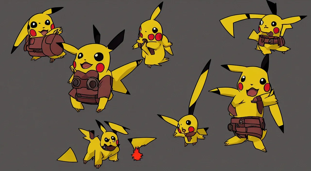 Image similar to Pikachu in the style of Doom 2016, Realistic, Highly Detailed