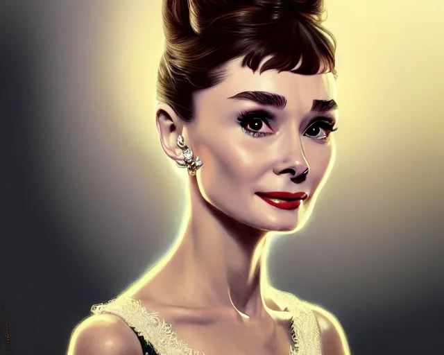 Image similar to photography of audrey hepburn in breakfast at tiffany's, deep focus, intricate, elegant, highly detailed, digital painting, artstation, concept art, matte, sharp focus, illustration, art by artgerm and greg rutkowski and alphonse mucha