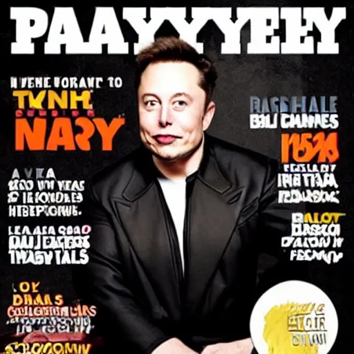 Image similar to elon musk on the cover of playboy