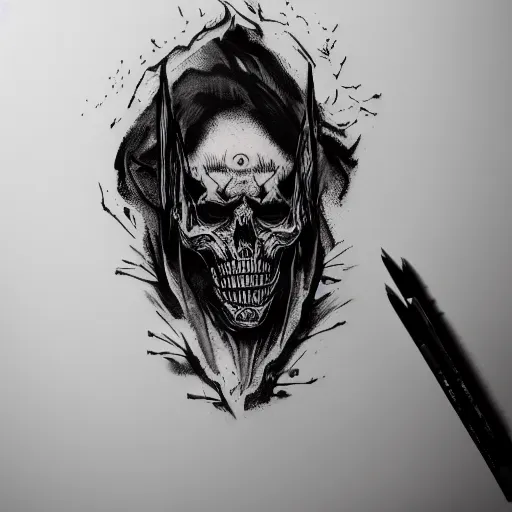 Image similar to Death stranding beast, tattoo ink sketch isolated on white background, highly detailed