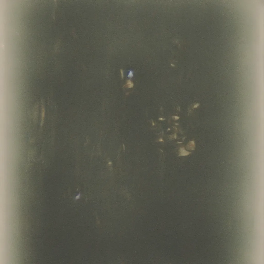 Prompt: cursed ominous polaroid photo of creepy monster entity creature in the style of trevor henderson, gantz, waiting weirdly inside toronto apartment elevator. deep aesthetics of weirdcore, octane render