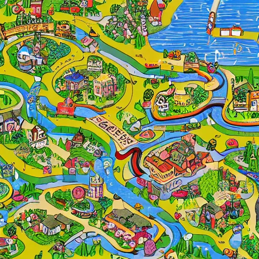 Prompt: sprawling utopia in the style of busytown