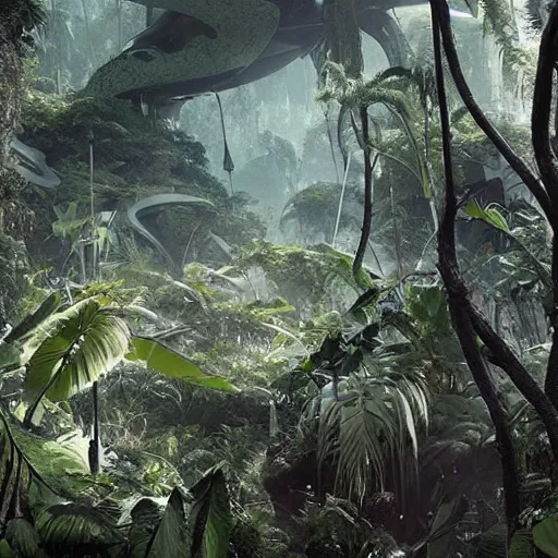 Image similar to epic, ultra detailed, hyper - real alien jungle by zaha hadid and greg rutkowski