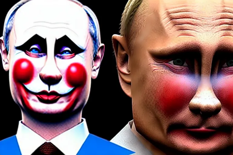 Image similar to putin 🤡, photorealistic, movie still