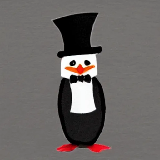 Prompt: a penguin in a tuxedo with a top hat