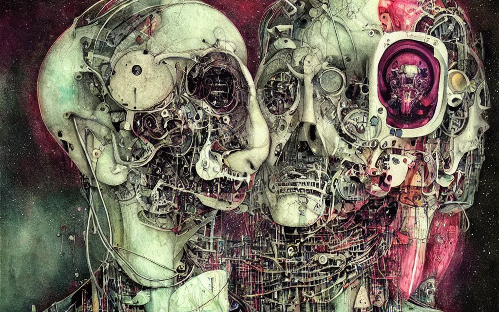 Prompt: a techno - spirit futurist cybernetic organic brain, future perfect, award winning digital art by santiago caruso, sharp bright colors