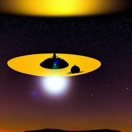 Prompt: photography of an UFO from an ant perspective