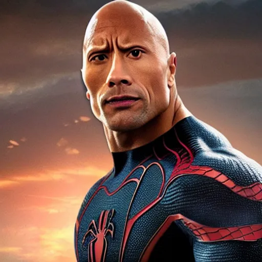 Image similar to Dwayne Johnson as Spiderman