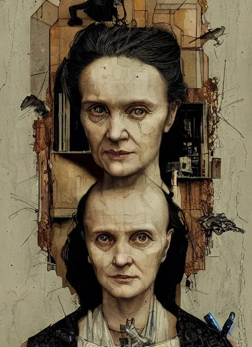 Prompt: marie curie, eun emerging from renaissance italy into a cyberpunk mutiversal realm by conrad roset, nicola samuri, dino valls, m. w. kaluta, jakub rebelka, rule of thirds, seductive look, beautiful