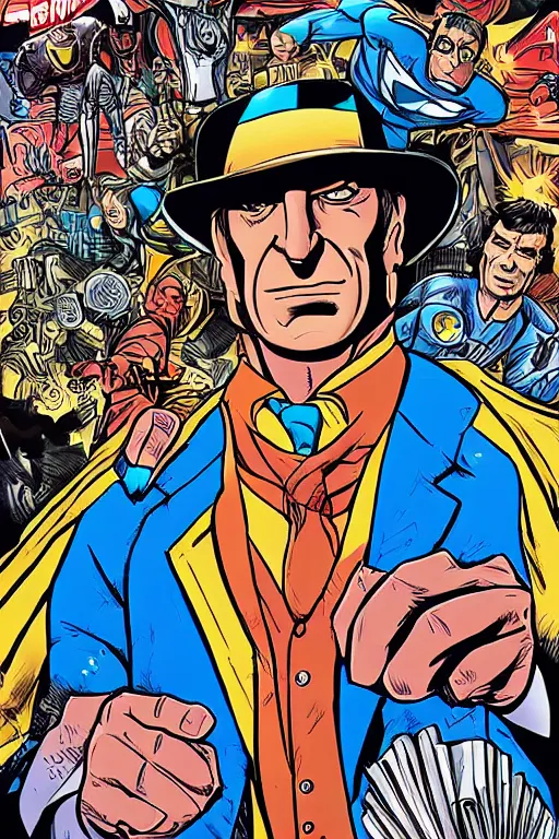 Prompt: portrait of Saul Goodman as a superhero called Law-Man, by Arthur Adams