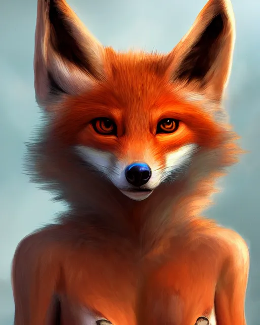 Prompt: award - winning extremely detailed fantasy art of a cute female innocent eyes anthro vulpes vulpes fulva, furaffinity 4 k