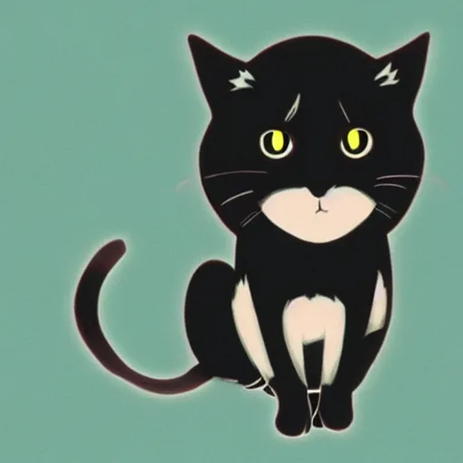 Image similar to a cute black cat by Studio Ghibli