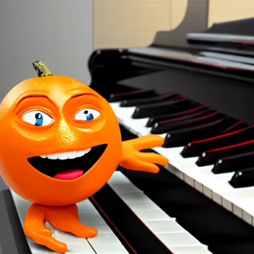 Prompt: annoying orange playing the piano