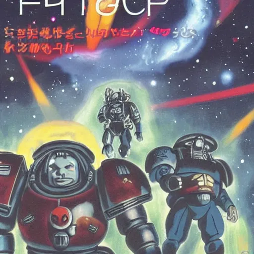 Prompt: space marine, studio ghibli, pulp science fiction illustration