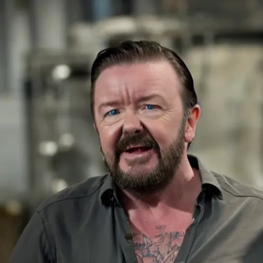 Prompt: ricky gervais on forged in fire