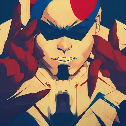 Prompt: Claw of Street Fighter 4 profile picture by Sachin Teng, asymmetrical, Organic Painting , Violent, Powerful, geometric shapes, hard edges, energetic, graffiti, street art:2 by Sachin Teng:4