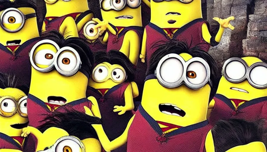 Image similar to Harry Potter!!, Harry Potter!!, ((the minions))