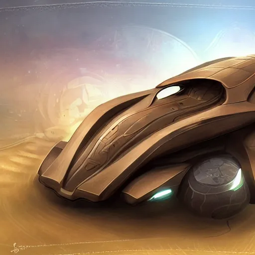 Image similar to torment tides of numenera art style retrofuturism car concept