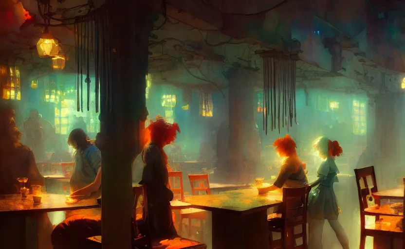 Prompt: tavern. intricate, amazing composition, colorful watercolor, by ruan jia, by maxfield parrish, by marc simonetti, by hikari shimoda, by robert hubert, by zhang kechun, illustration, gloomy, volumetric lighting, fantasy