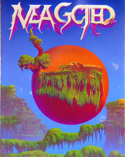 Image similar to videogame cover art by roger dean