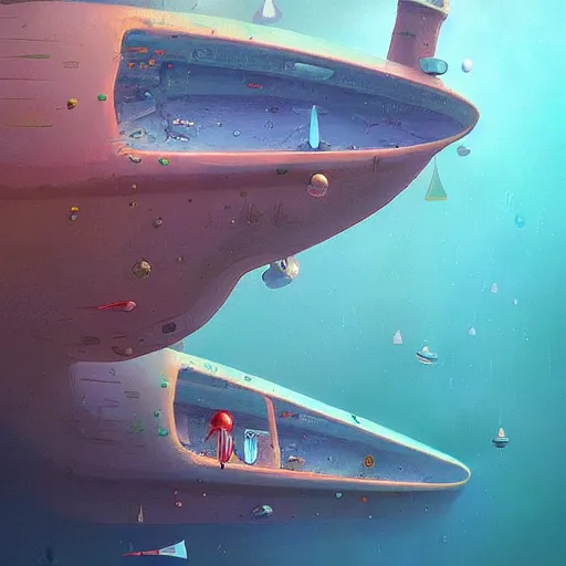 Prompt: colorful submarines by gediminas pranckevicius