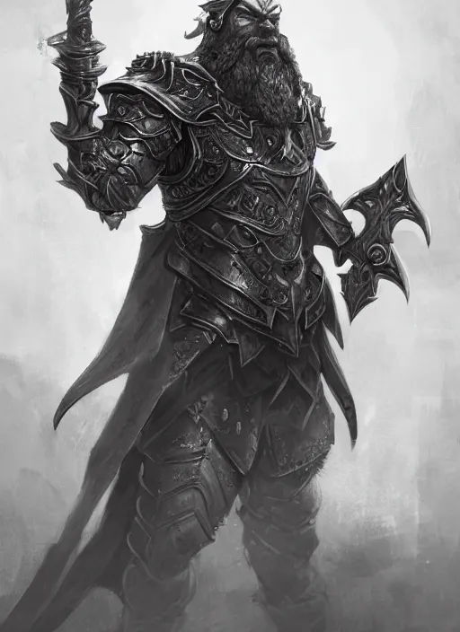 Image similar to a highly detailed illustration of furious rough bearded paladin wearing worn down silver armor, standing heroically clutching blade pose, intricate, elegant, highly detailed, centered, digital painting, artstation, concept art, smooth, sharp focus, league of legends concept art, WLOP