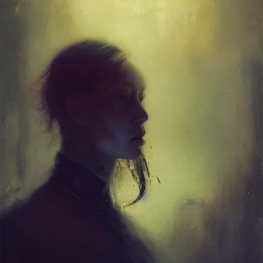 Image similar to portrait painting of a vampire, mysterious atmospheric lighting, painted, intricate, volumetric lighting, beautiful, rich deep colours masterpiece, golden hour, sharp focus, ultra detailed, by ruan jia