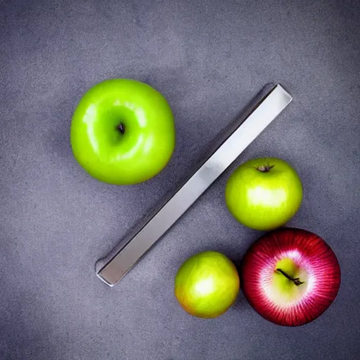 Image similar to set of balance scales with weights, one apple and one onion