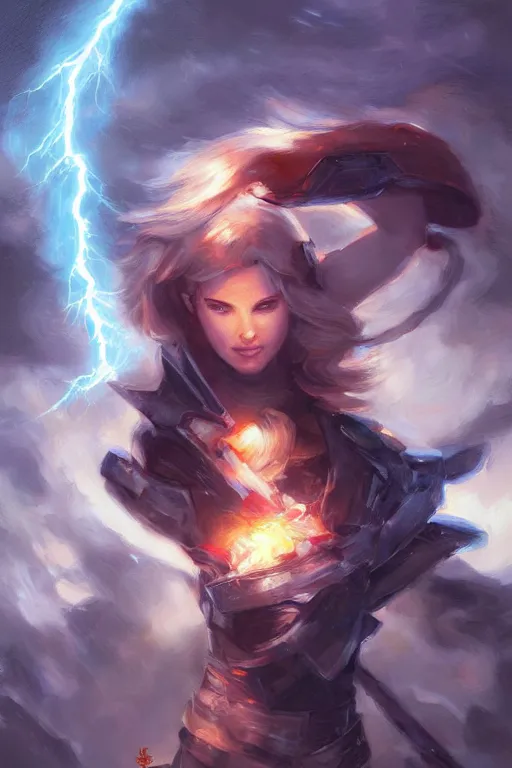 Image similar to stormbreaker consumed in the power of lightning, by ross tran, oil on canvas