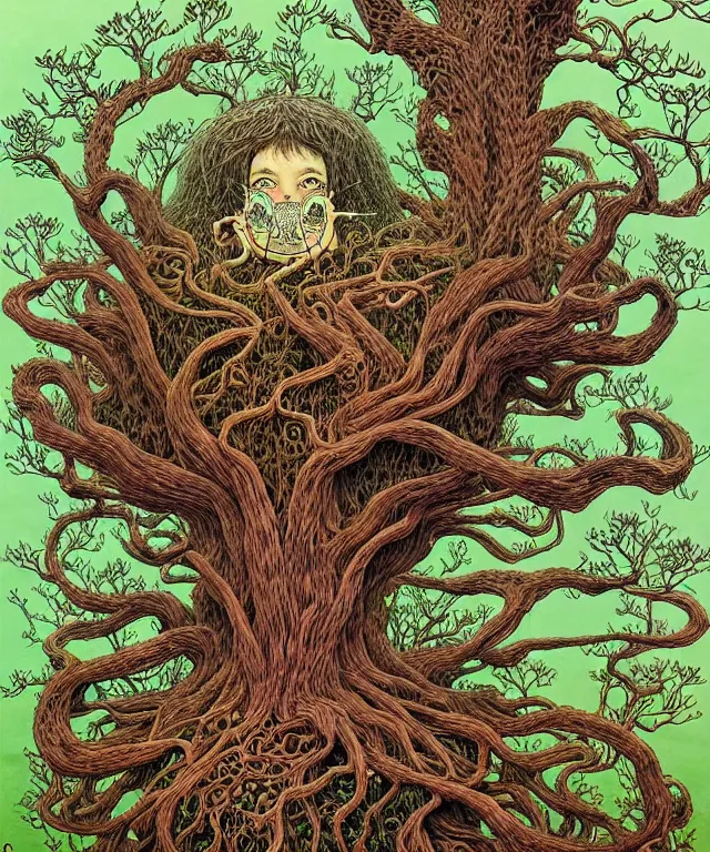 Image similar to portrait painted in jacek yerka style drawn by vania zouravliov and takato yamamoto, inspired by the giving tree, intricate acrylic gouache painting, high detail, sharp high detail, artstation