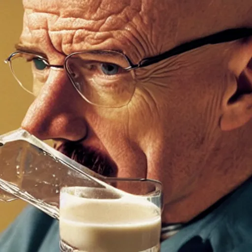 Image similar to walter white drinking milk