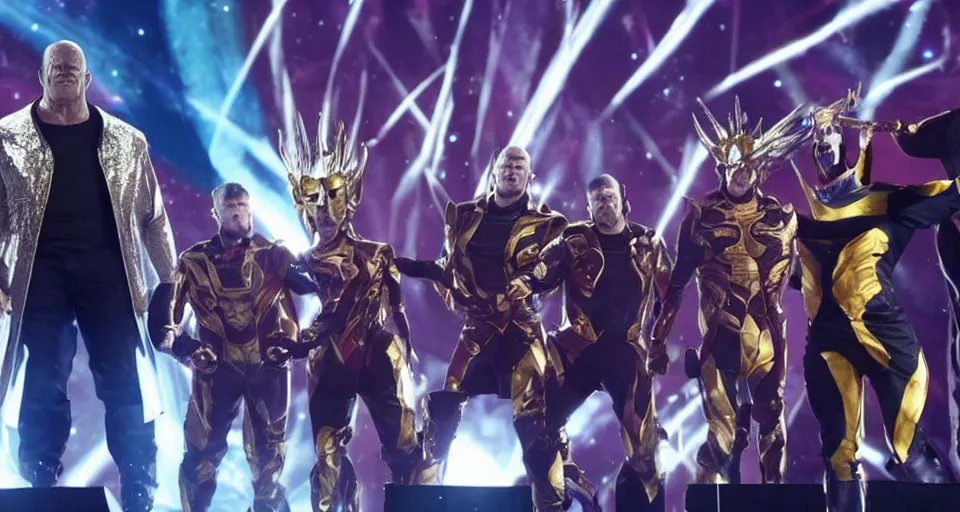 Image similar to thanos performing in the eurovision