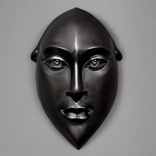Prompt: face wall sculpture. black marble. gothic baroque. symmetrical. epic