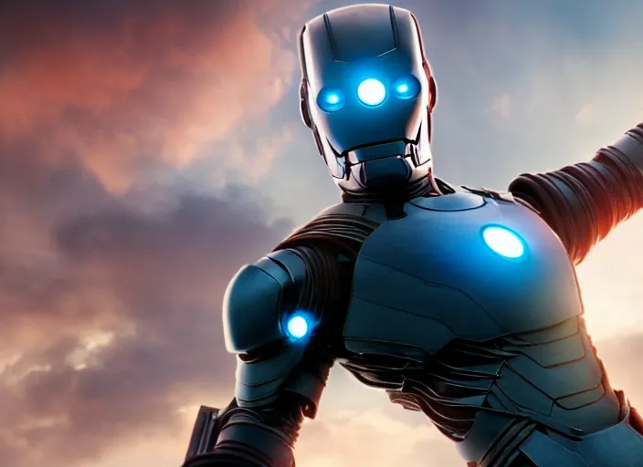 Image similar to film still of bender in the new avengers movie, 4 k