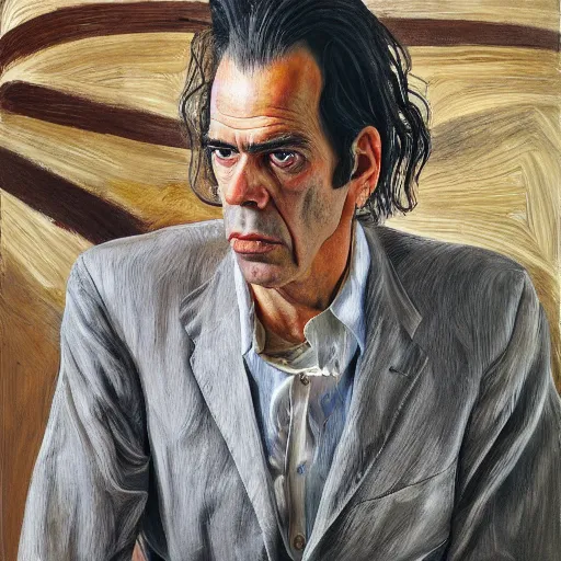 Image similar to high quality high detail painting by lucian freud, hd, nick cave