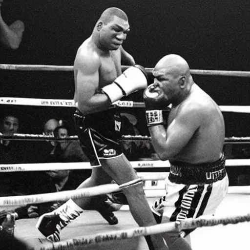 Image similar to chiquito de la calzada with a k. o. against mike tyson