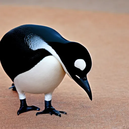 Image similar to linux tux but an orange pellican instead of the pinguin