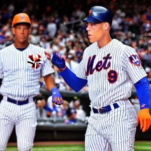 prompthunt: Aaron Judge in a NY Mets Uniform