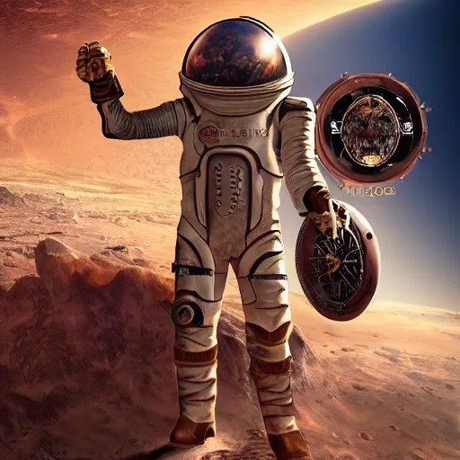 Image similar to elon musk in steampunk style on mars digital art very detailed 4 k detailed super realistic