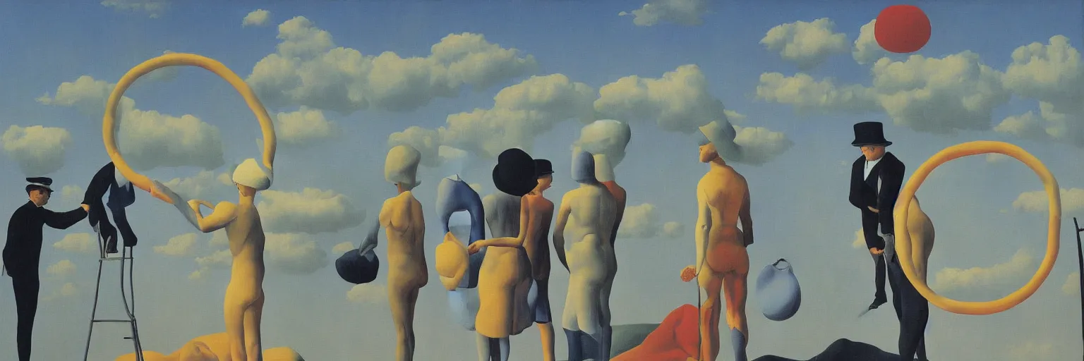 Image similar to three ring circus painting magritte