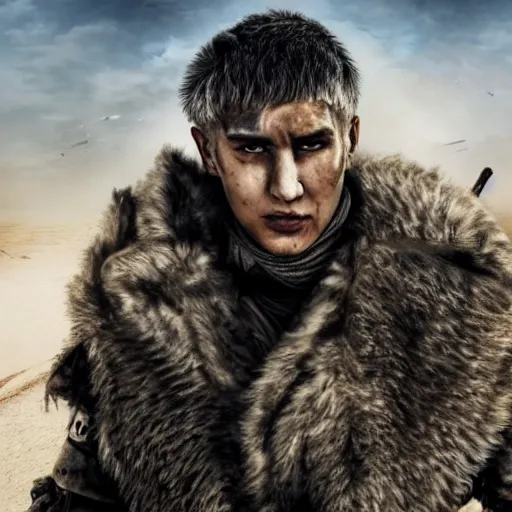 Prompt: xqc as a warlord in mad max fury road, 4k, high detail, high-resolution photograph, professional photography, ultra-detail