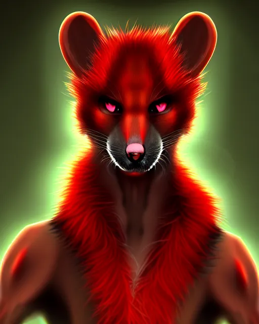 Image similar to furry - male - red - black - weasel - necromancer - fursona uhd ue 5 visual novel pc game expressions, photorealistic