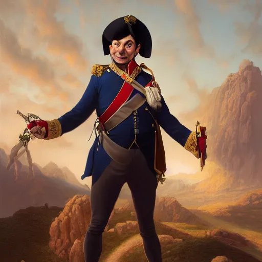 Image similar to a portrait of Mr Bean as Napoléon Bonaparte, detailed, centered, digital painting, artstation, concept art, donato giancola, WLOP, Boris Vallejo, Breathtaking, 8k resolution, extremely detailed, beautiful, establishing shot, artistic, hyperrealistic, octane render