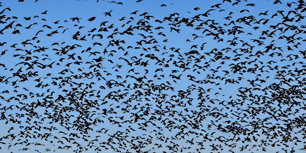 Prompt: thousands of birds in the sky